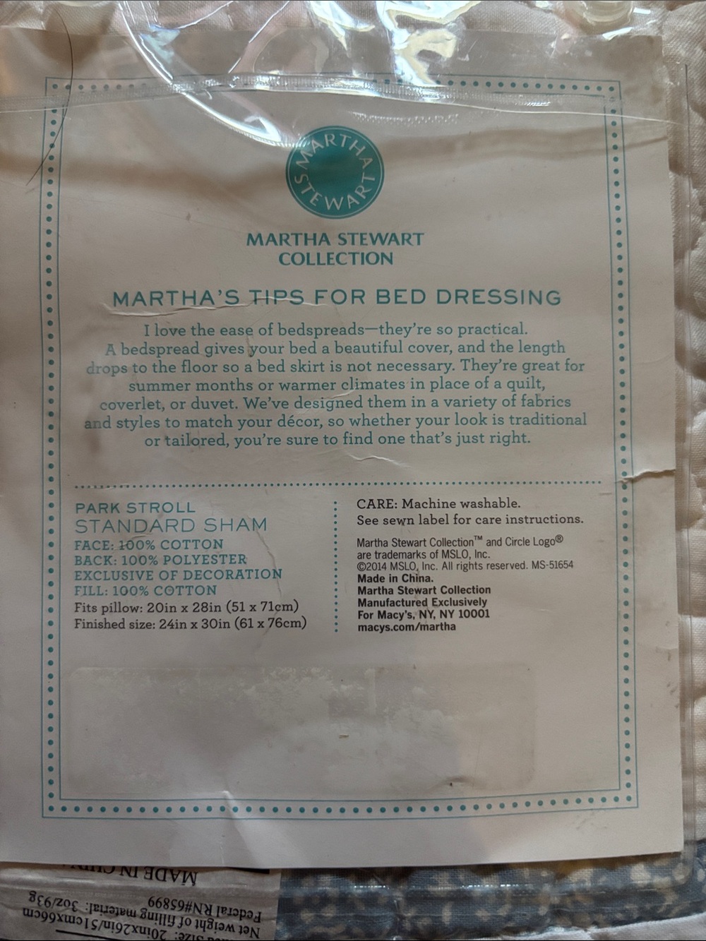 Martha Stewart Quilted Standard Sham - White with Blue & Green Floral - Picture 2 of 3